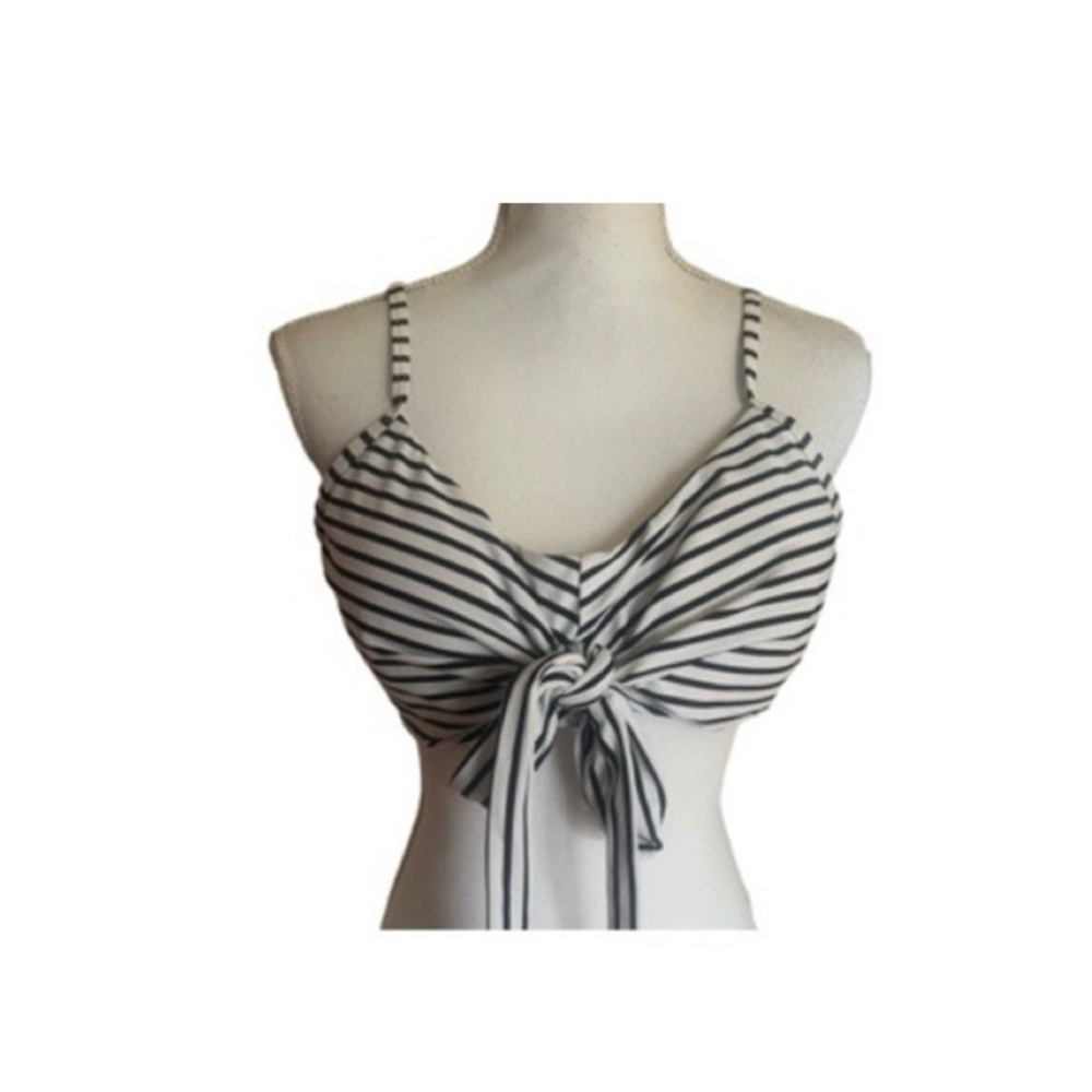CocoShip Striped Front Tie Bikini‎ Top NWT